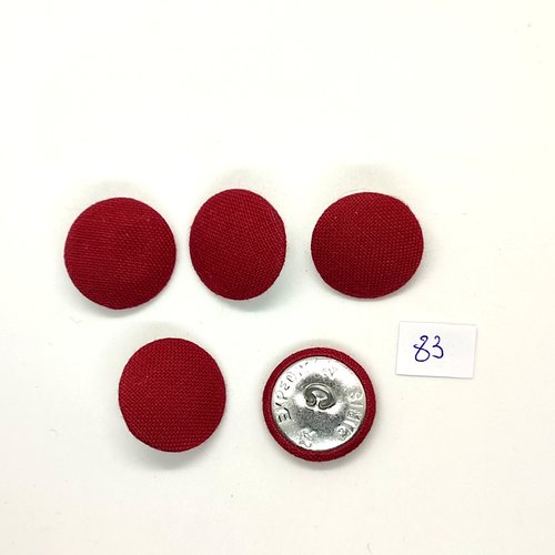 5 boutons en passementerie bordeaux et métal argenté - 22mm - 83