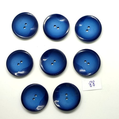 8 boutons en résine bleu - 27mm - 88