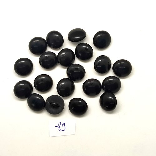 20 boutons en résine noir - 14mm - 89