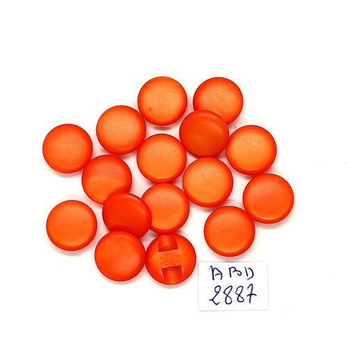 16 boutons en résine orange - 12mm - abd2887