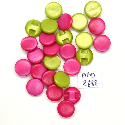 26 boutons en résine vert et rose - 13mm - abd2888