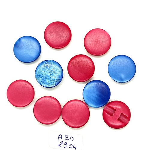 11 boutons en résine bleu et fuchsia - 17mm - abd2904