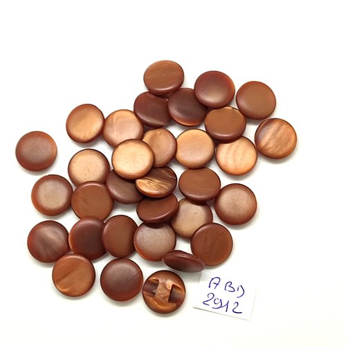 32 boutons en résine marron - 13mm - abd2912