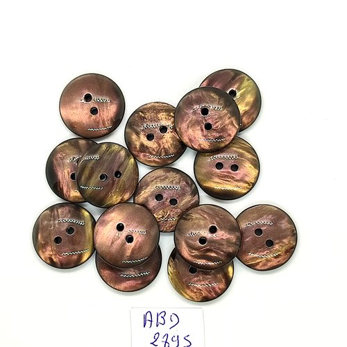 14 boutons en résine marron - 18mm - abd2895
