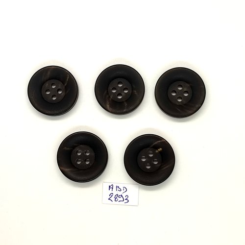 5 boutons en résine gris foncé - 25mm - abd2893