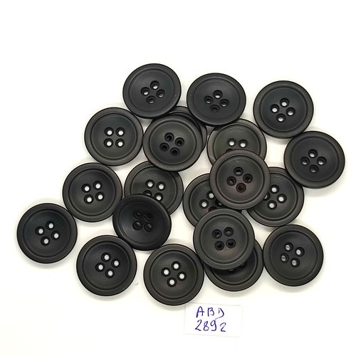 20 boutons en résine noir - 20mm - abd2892