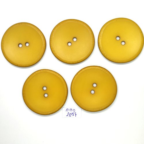 5 boutons en résine jaune (ocre) - 50mm - abd2897
