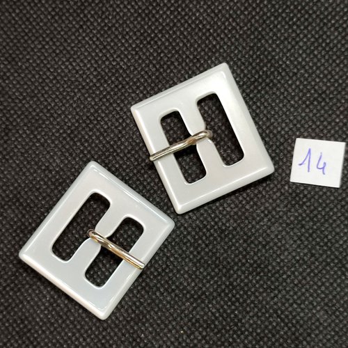 2 boucles de ceinture en résine blanc - 29x32mm