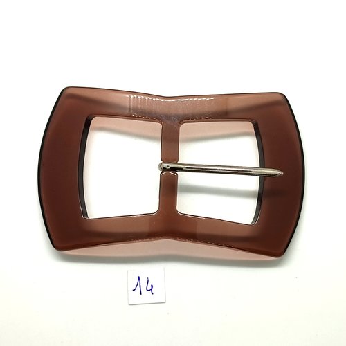 1 boucle de ceinture en résine marron transparent - 57x94mm