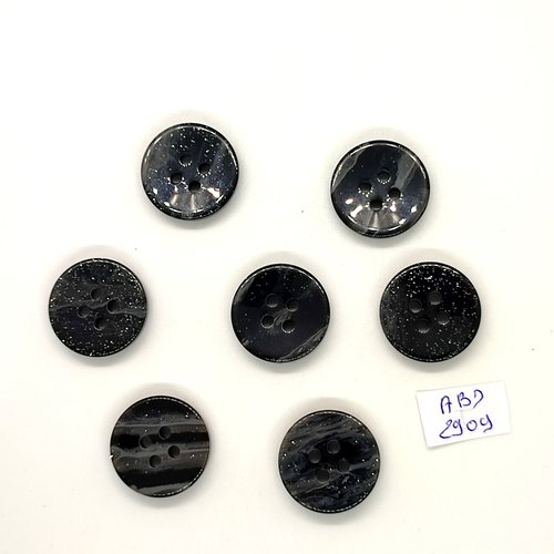 7 boutons en résine gris pailleté - 20mm - abd2909