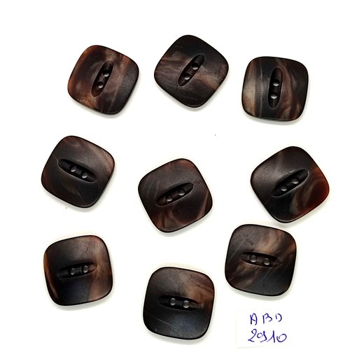 9 boutons en résine marron - 19x19mm - abd2910