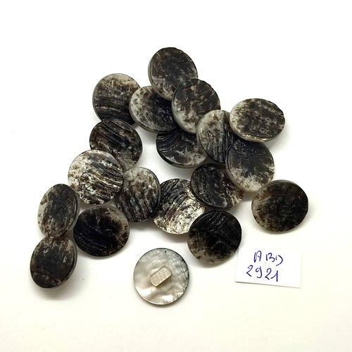 19 boutons en résine gris / noir - 18mm - abd2921