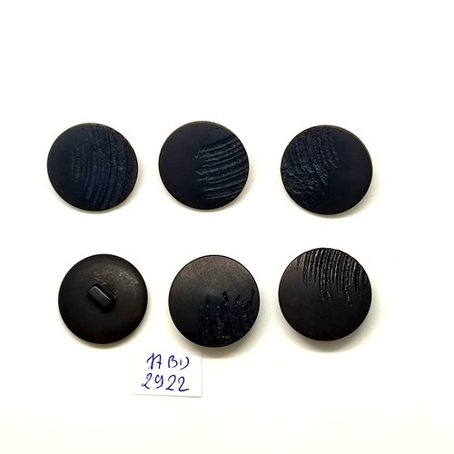 6 boutons en résine noir - 22mm - abd2922