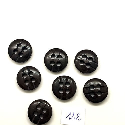 7 boutons en résine marron foncé - 18mm - 112