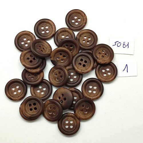 27 boutons en résine marron - 15mm - tr5081