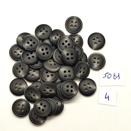 40 boutons en résine gris foncé - 12mm - tr5081