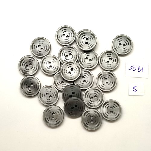 22 boutons en résine gris - 15mm - tr5081