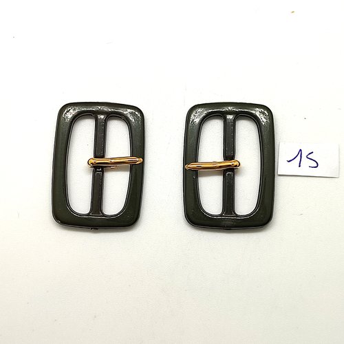 2 boucles de ceinture en résine vert - 27x33mm