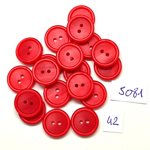 19 boutons en résine rouge - 15mm - tr5081