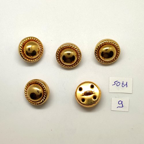 5 boutons en métal doré - 19mm - tr5081