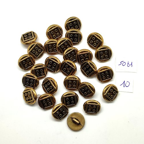 30 boutons en résine doré - 14mm - tr5081