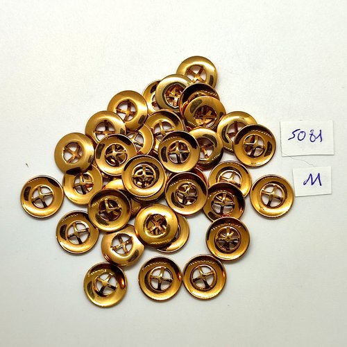 35 boutons en métal doré - 14mm - tr5081