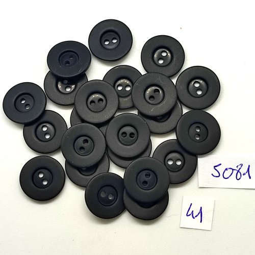 22 boutons en résine noir - 16mm - tr5081
