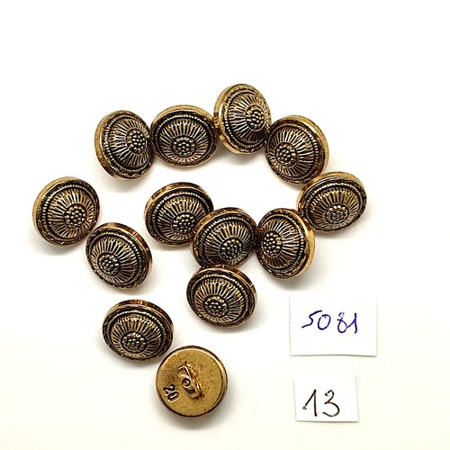13 boutons en résine doré - 14mm - tr5081