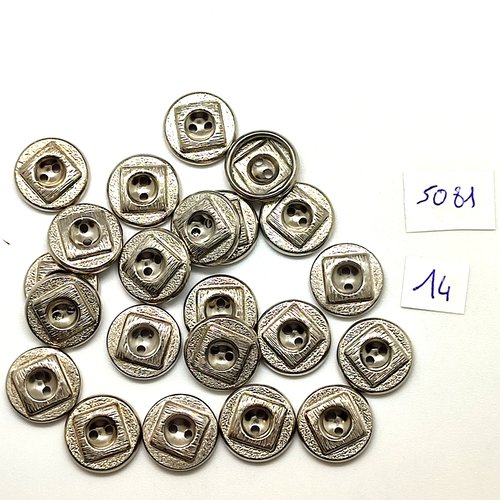 22 boutons en résine argenté - 14mm - tr5081