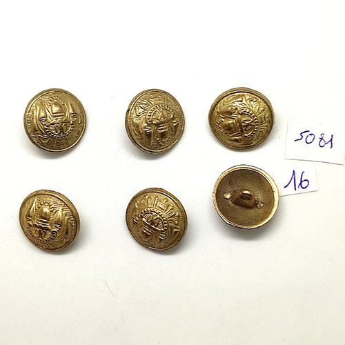 6 boutons en métal doré - 18mm - tr5081
