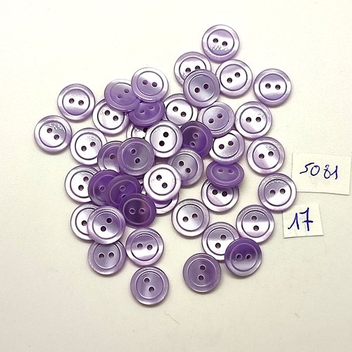 43 boutons en résine lilas - 11mm - tr5081