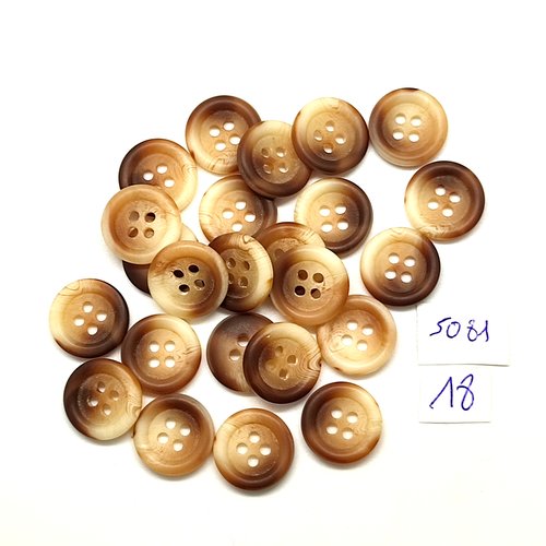 24 boutons en résine marron et beige - 15mm - tr5081