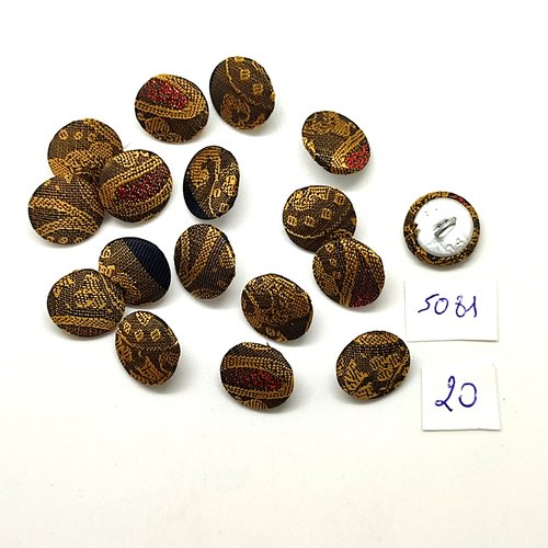 17 boutons en passementerie jaune et vert et métal argenté - 14mm - tr5081