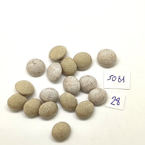 17 boutons en passementerie beige clair et blanc cassé et métal argenté - 12mm - tr5081