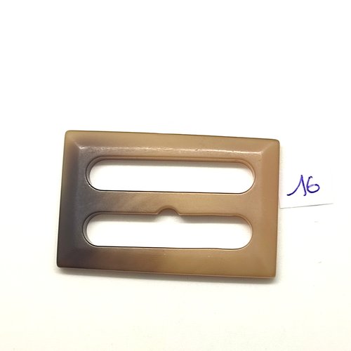 1 boucle de ceinture coulissante en résine beige et marron - 35x54mm