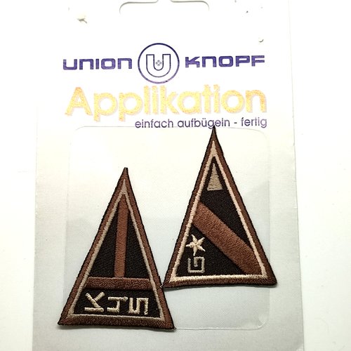 1 lot de 2 thermocollant / écusson à coudre noir et marron - triangle - 40x60mm