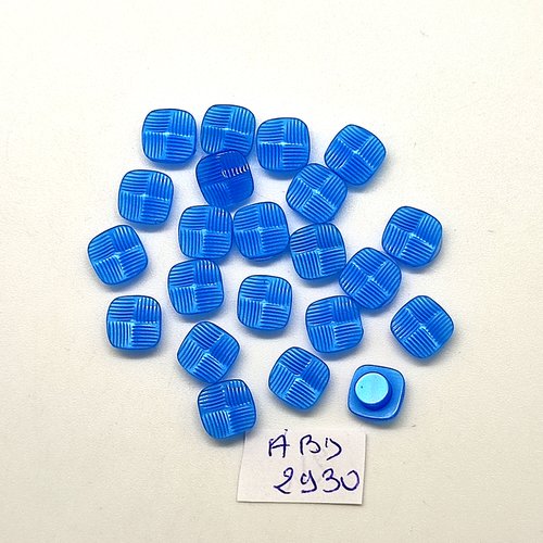 22 boutons en résine bleu - 9x9mm - abd2930