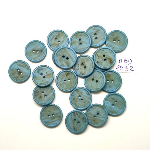 21 boutons en résine bleu - 18mm - abd2932