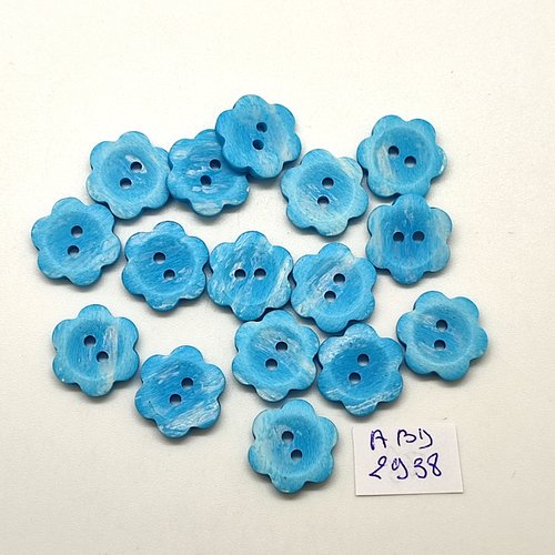16 boutons en résine bleu - 16mm - abd2938