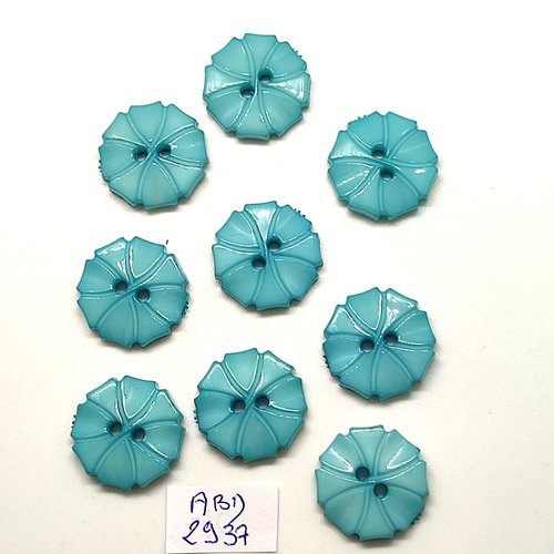 10 boutons en résine bleu - 19mm - abd2937