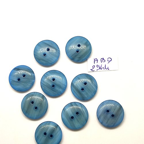 9 boutons en résine bleu - 17mm - abd2944