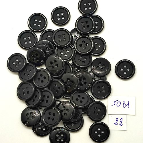 48 boutons en résine noir et gris - 13mm - tr5081