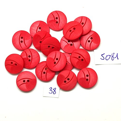 18 boutons en résine rouge - 15mm - tr5081