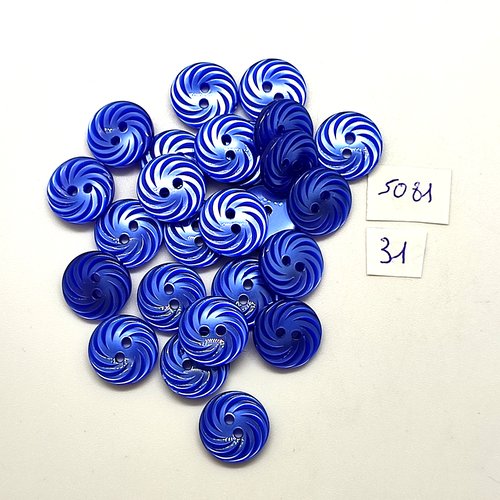 25 boutons en résine bleu - 14mm - tr5081