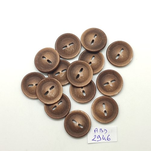 25  boutons en résine marron / taupe - 15mm - tr5081