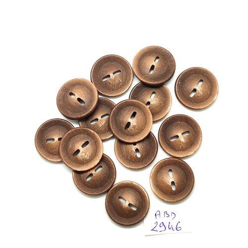 14 boutons en résine marron - 18mm - abd2946