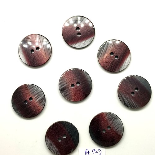 8 boutons en résine gris et marron - 23mm - abd2947