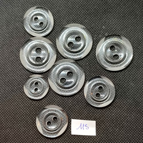 8 boutons en résine transparent - 30mm - 25mm et 20mm