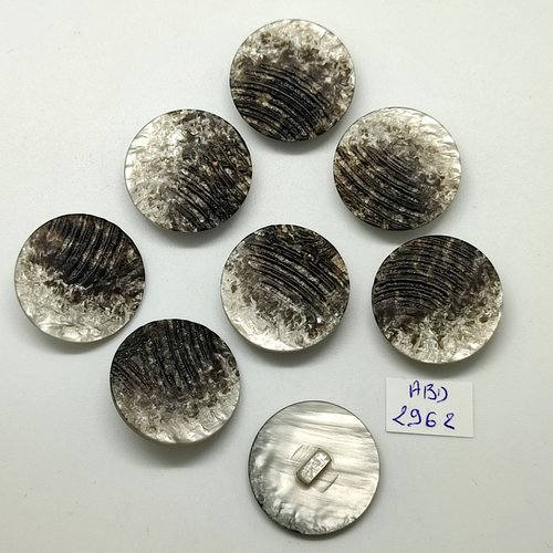 9 boutons en résine gris - 26mm - abd2962