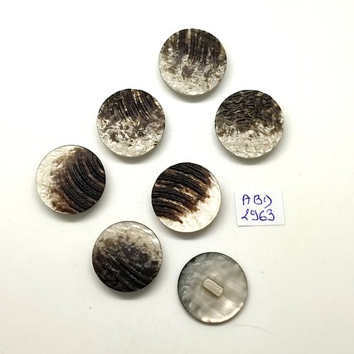 7 boutons en résine gris - 22mm - abd2963